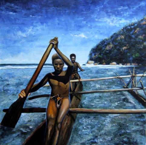 Pirogue à balancier. - Aldéhy