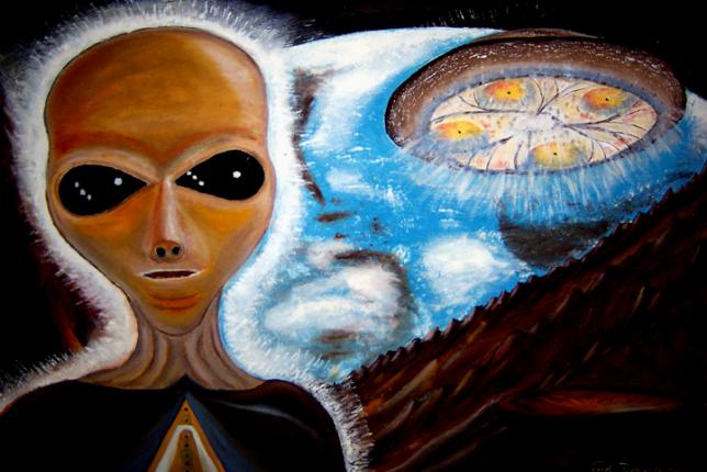 UFO ON THE MOON - Ted Jec - Click to enlarge