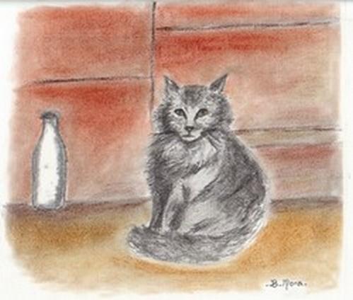 Chat gris - Bernadette Mora