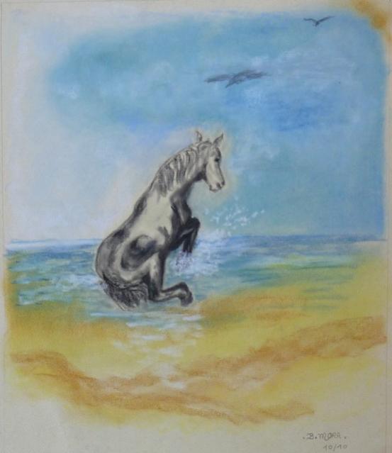 Cheval sortant de l'eau - Bernadette Mora
