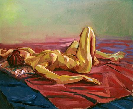 nu au drap rouge - Christian Lépiney