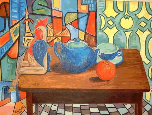 Poule sur table basse - Michel Glineur