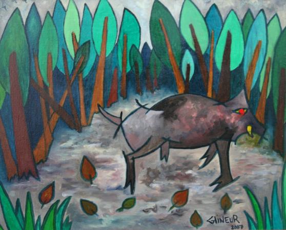 Sanglier à la chasse - Michel Glineur