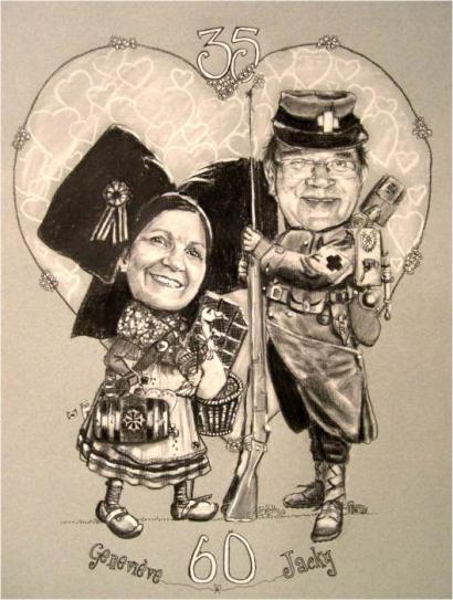 1914 Poilu et Cantinière Portraits Caricatures - Betty