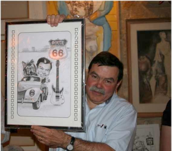 Caricature Remise d'un cadeau de la route 66 USA - Betty
