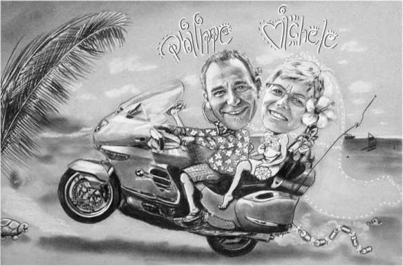 Caricatures moto BMW LT Gold - Betty caricaturiste - Betty