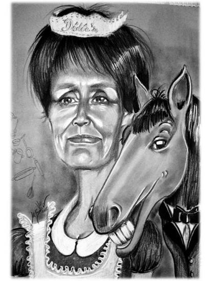 Caricature Dédée, cuisinière au centre équestre - Betty