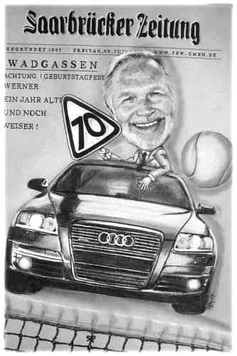 Geburstag en Audi A6 - Betty caricaturist - Betty