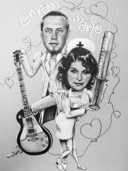 Caricature Guitariste et Infirmiere - Betty