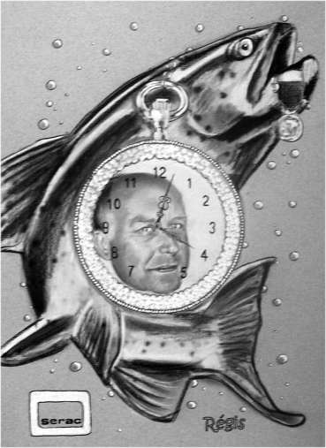 Caricature Truite Horloge - Betty