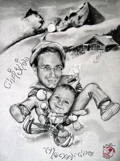 Portrait Père et Fils - Luge en famille - Betty