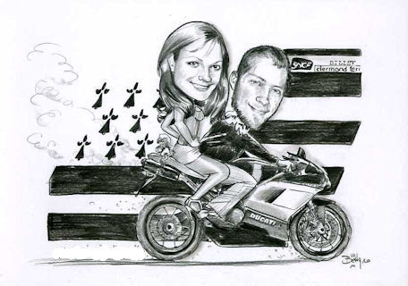 Caricature motard Breton - Betty