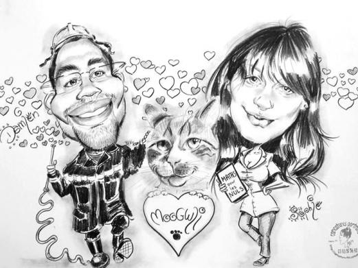 AMOUREUX Caricatures d'un Pompier d'une Prof de Ma - Betty