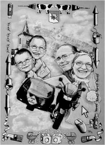 Caricature Side-Car Yamaha - Betty