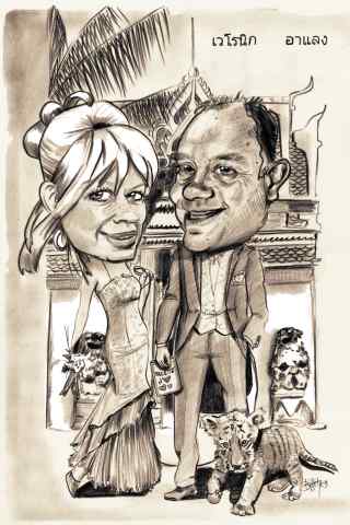 Mariage en Thaïlande - caricature - Betty