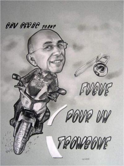 Tromboniste Jazz Motard - dessin humoristique - Betty