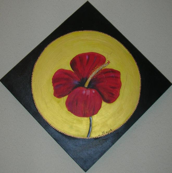 Hibiscus dans la dorure - Isabelle Hayek - Cliquer pour afficher en grand