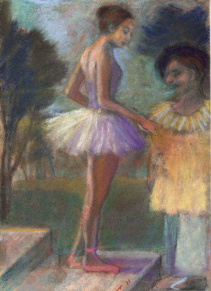 clown and ballerina-he asks for her hand - Malcolm Tuffnell