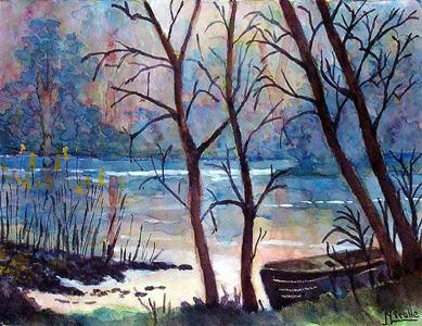 ETANG AU CREPUSCULE - Gérard Nicolle