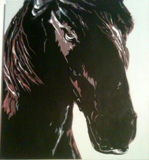 cheval noir - Babeth Richardi - Cliquer pour afficher en grand