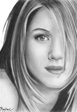 Jennifer Aniston : Charcoal on paper - Rachel Blairy