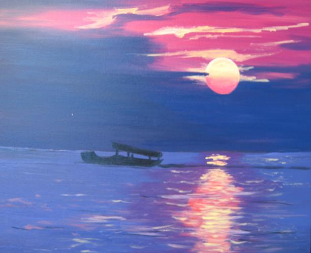 Coucher de soleil sur la mer de Java - Louisia Lunet - Cliquer pour afficher en grand