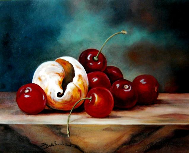 Cerises et coquillage - Danielle Bellefroid - Cliquer pour afficher en grand