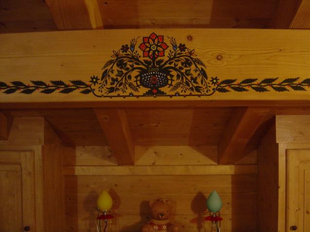 motif central polychrome et frise sur bois préparé - Christian Grünwald - Click to enlarge