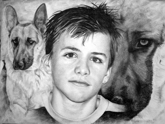 Enfant avec son chien - Jacques Dominé