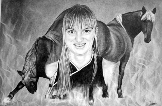 Femme aux chevaux - Jacques Dominé