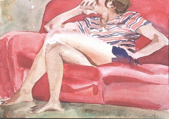 Susie on the Red Couch - Carl Aldana