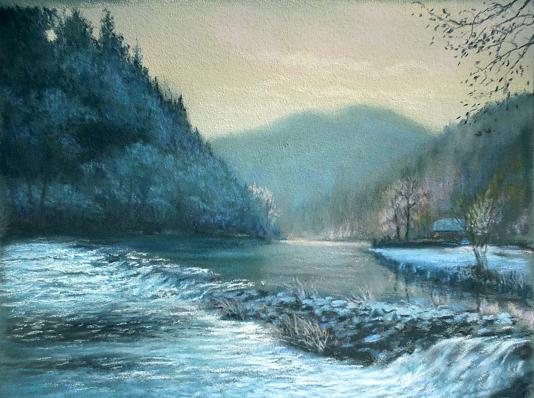 contre jour en hiver à Goumois - Dominique Creismeas-Segal