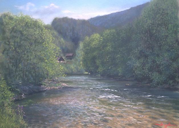au fil de l'eau à Goumois - Dominique Creismeas-Segal - Cliquer pour afficher en grand