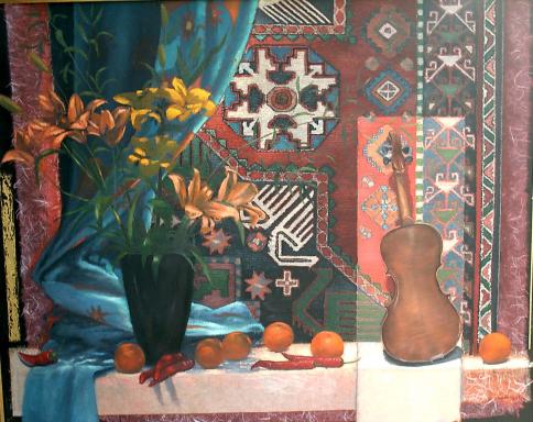 Nature morte au tapis et violon - Dominique Creismeas-Segal