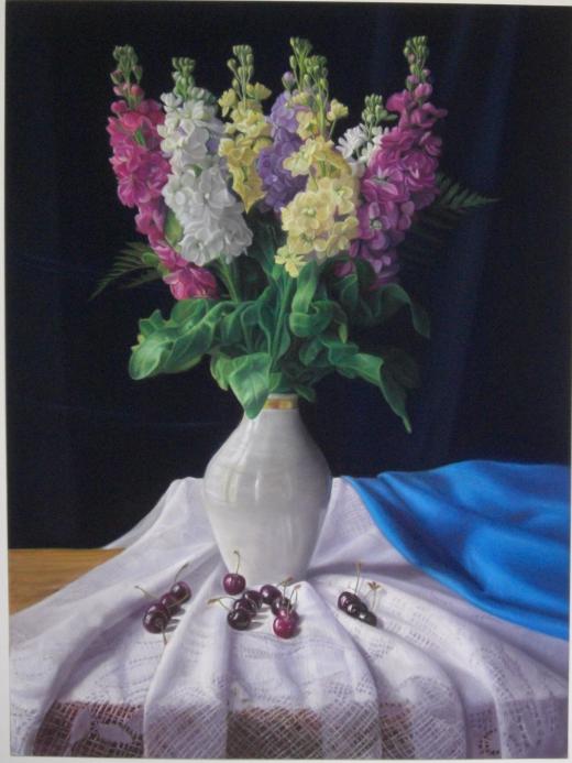 Bouquet et une tissu bleu - Kazuhiro Okabe