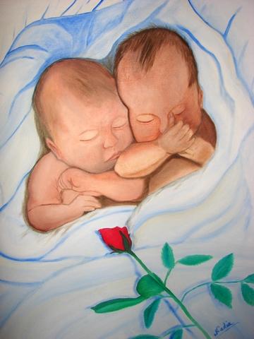 bébés et rose - Nadia Loriot