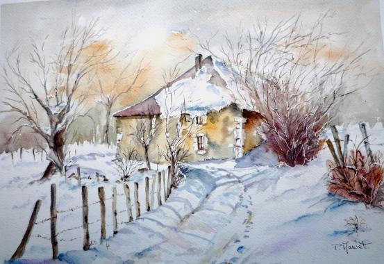 ferme enneigée  à Corbel - Paty Mawet