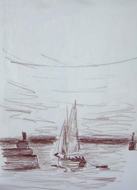 Petit  voilier sortant du port - Thierry Jourdan