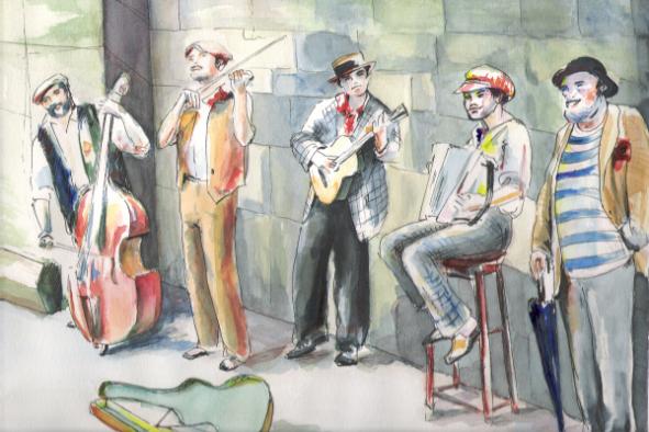 Street musicians in Prague - Elena Lasovskaya - Cliquer pour afficher en grand