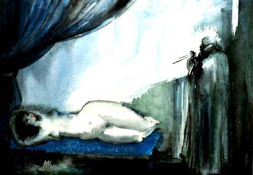 Nude on the blue sheet - Gagik Ghazaryan