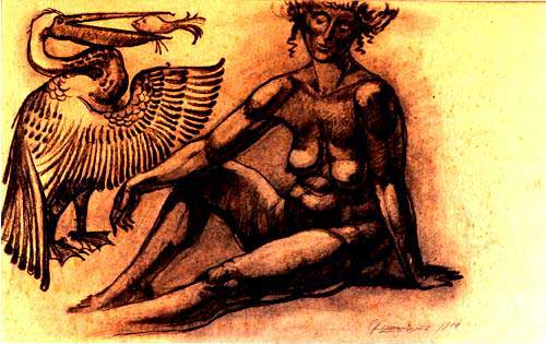 Nymph with the pelican - Gagik Ghazaryan