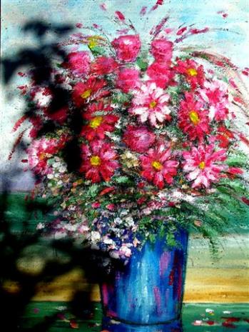 vase bleu - Raymond Bourmault