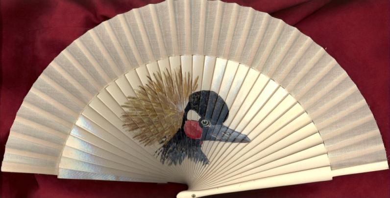 Fan with African Crane - Cati Simon - Cliquer pour afficher en grand