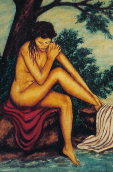 woman on the side of a torrent - Leonardo De Amicis Carapucci