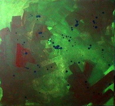 Taches bleues sur fond vert - Doris Bordage