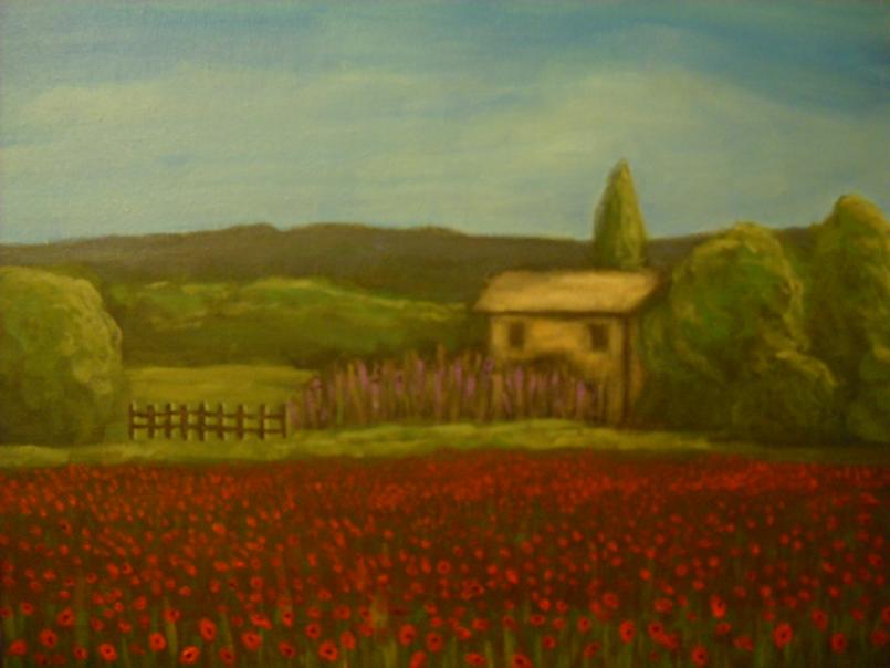 House and poppy field - Rita A Neske - Click to enlarge