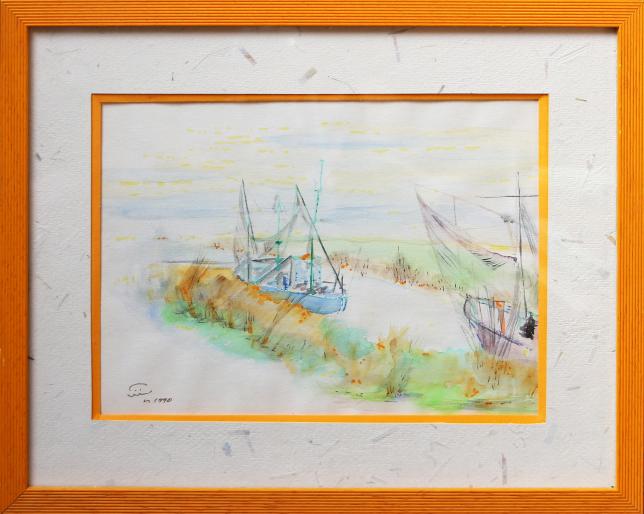1990 Sur le canal. On the channel. - Jean-Pierre Milesi - Click to enlarge