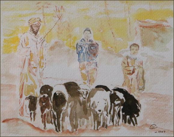 1997 Bergers. Shepherds - Jean-Pierre Milesi - Click to enlarge