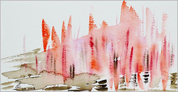 2008 Pointes vermillon. Vermilion spikes - Jean-Pierre Milesi - Cliquer pour afficher en grand