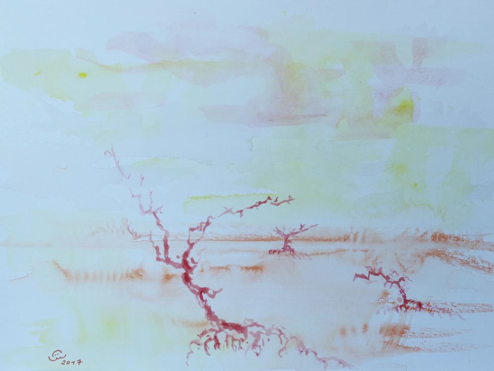 2017 The three red trees - Jean-Pierre Milesi - Click to enlarge